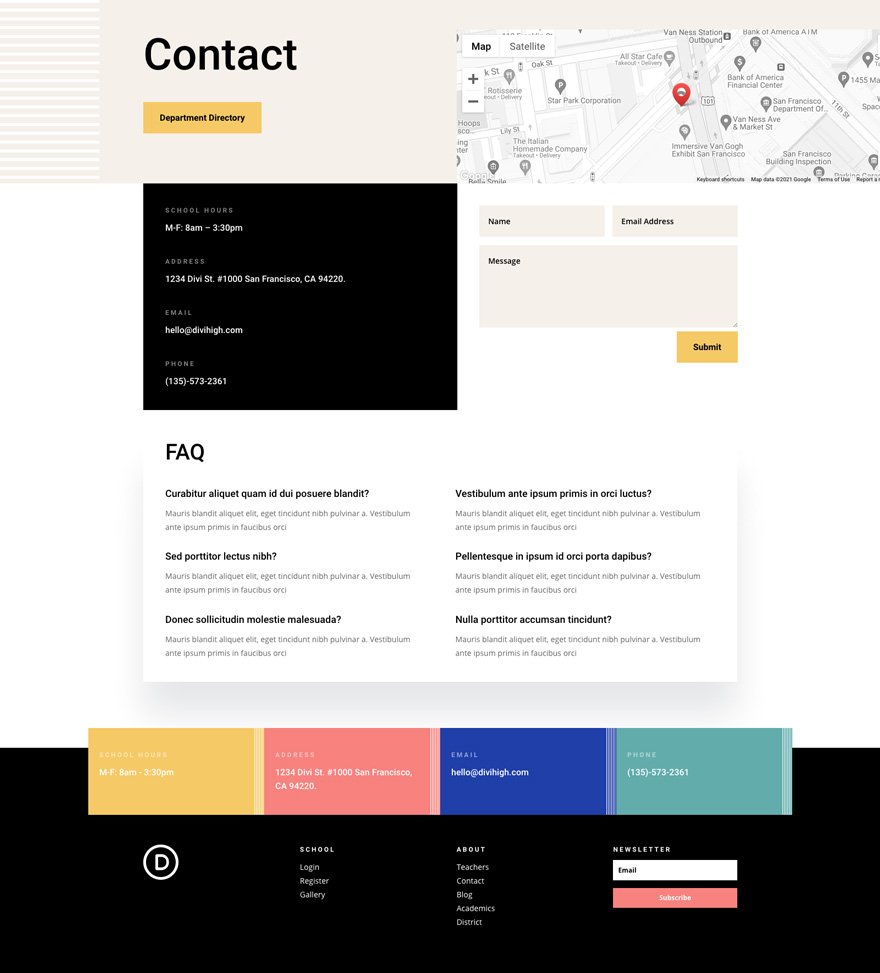 divi high school layout pack