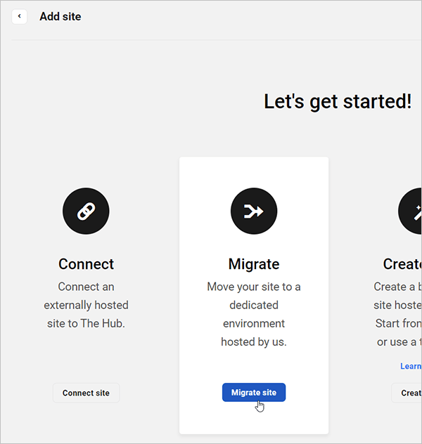 Add site - Migrate option.