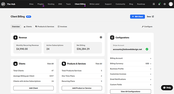 The Hub - Client Billing Dashboard