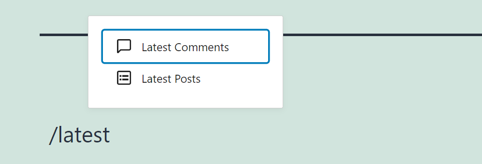 Adding the Latest Comments block manually