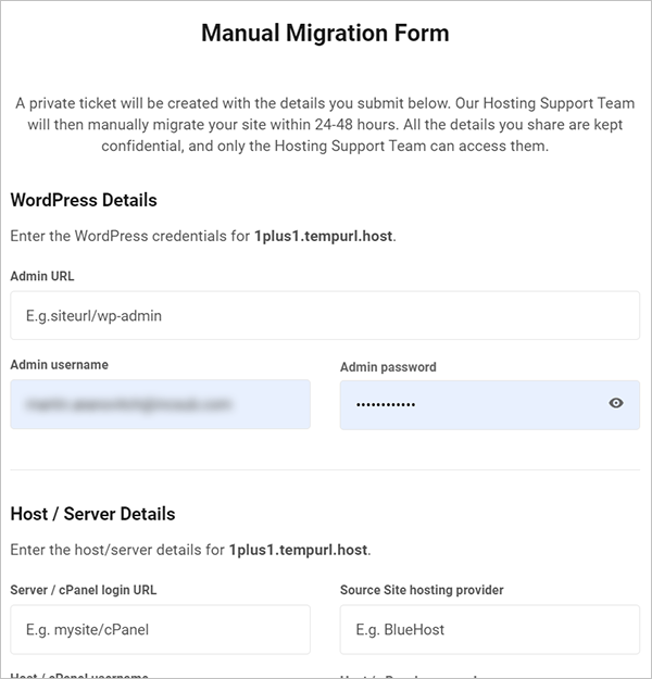 Manual Migration Form