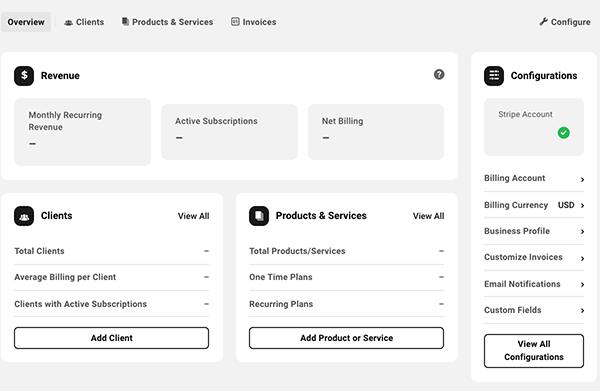 The Client Billing overview.