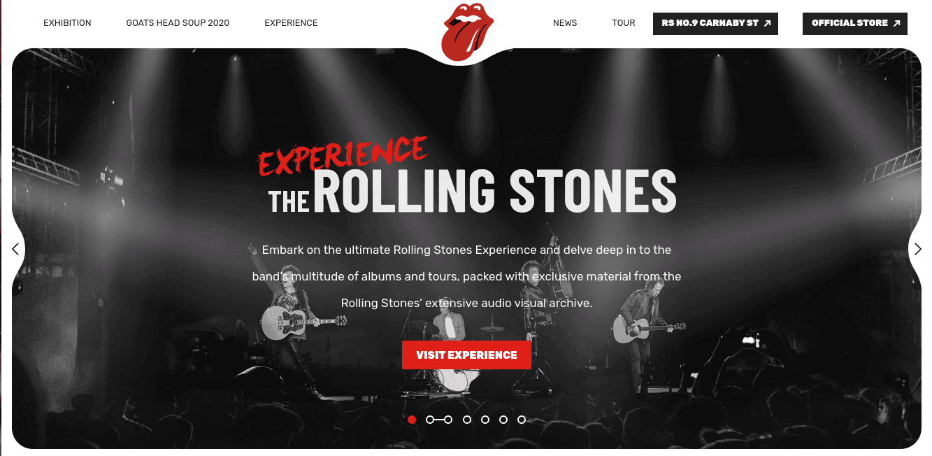 The Rolling Stone's homepage screenshot.