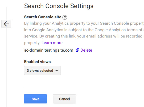 See connected Search Console with Analytics