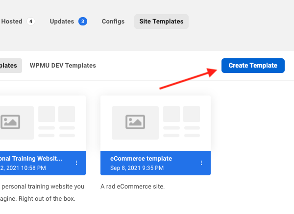A screen showing how you can get started creating templates