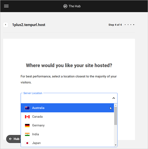 Migrate Existing Website screen - Step 4