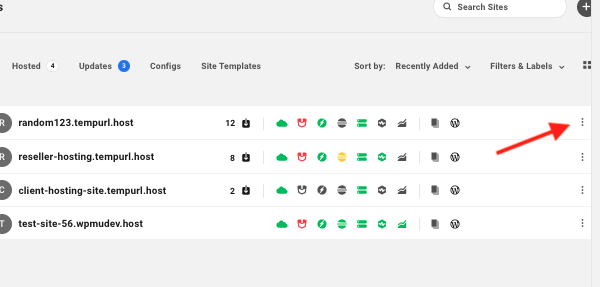 a screen showing how you can directly select a site to turn into a template