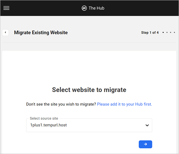 Migrate Existing Website - Step 1 of 4