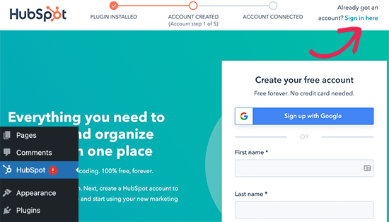 Sign in to your HubSpot account