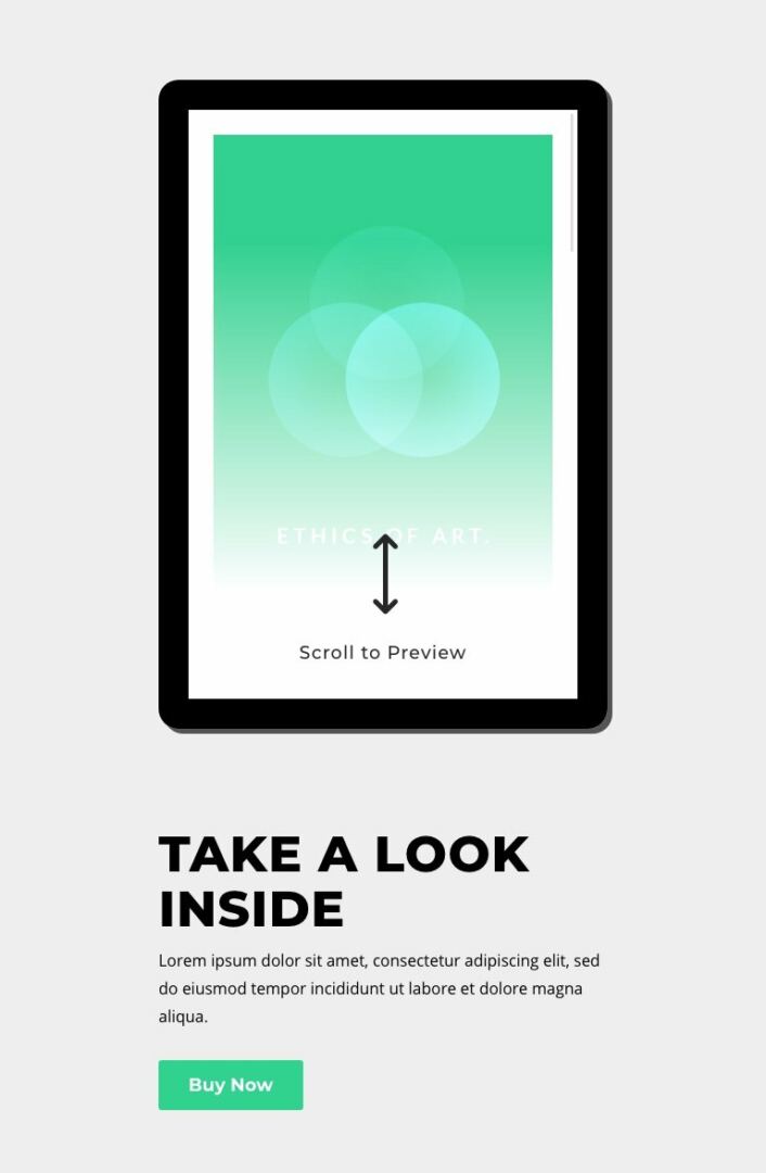 divi tablet with scrollable teaser content