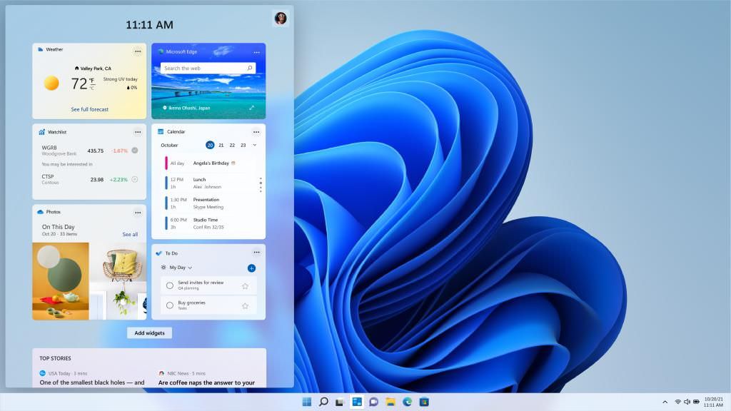Widgets are introduced in Windows 11