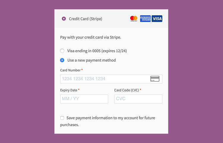 Credit card payment field