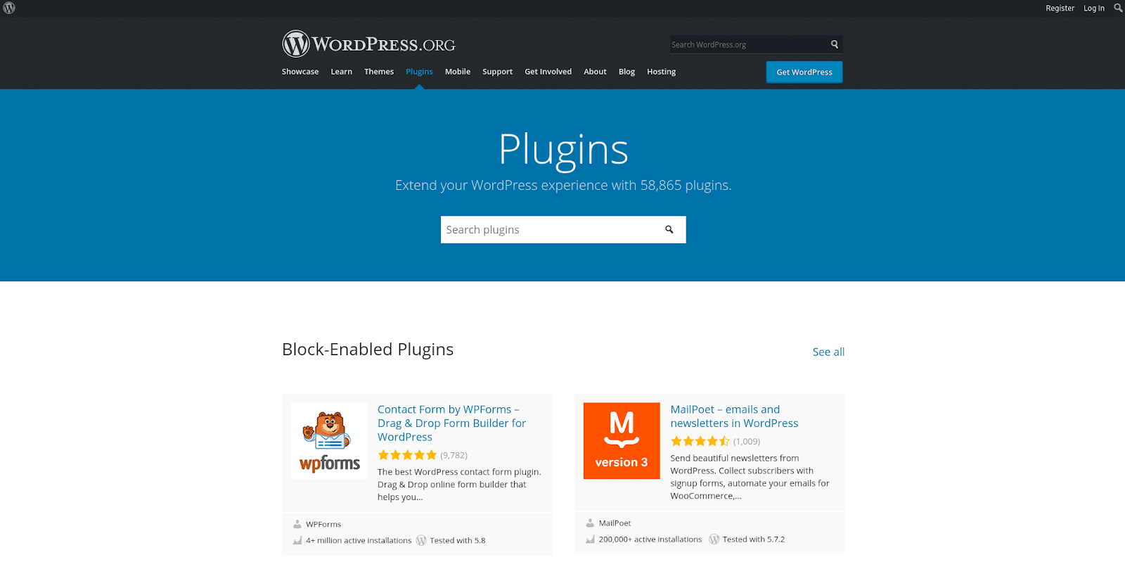 Screenshot of the WordPress Plugins official repository page.