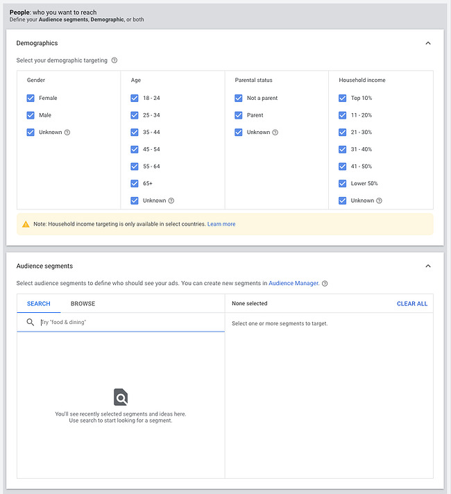 How to advertise on YouTube: Choose demographics