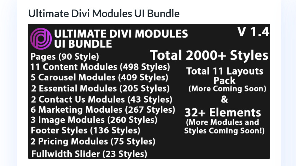 Purchase Ultimate Divi Modules UI Bundle