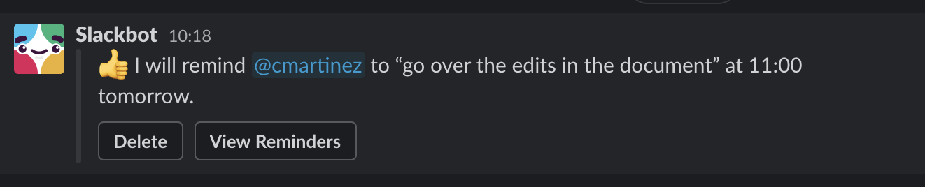 slack slackbot reminders