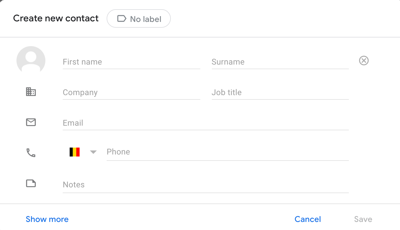 google contacts contact record