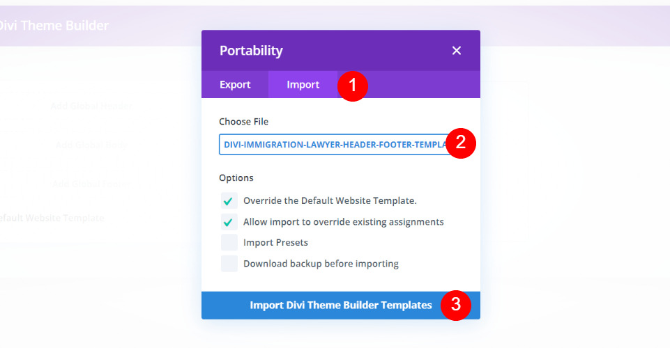 Upload the Footer Template
