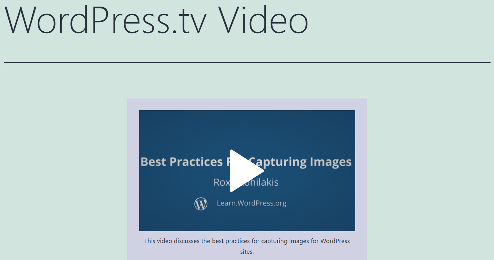Adding a background color to a WordPress.tv video. 