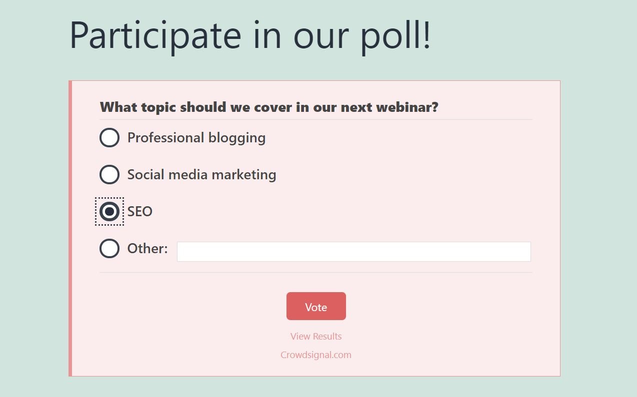 Example of a poll with a CTA