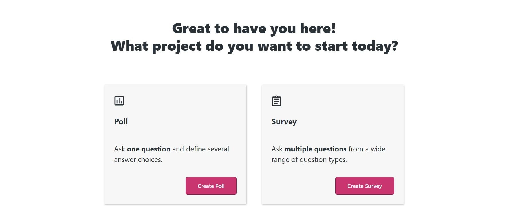 Creating a new poll or survey in Crowdsignal
