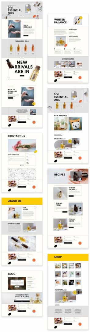 essential oils layout pack for Divi