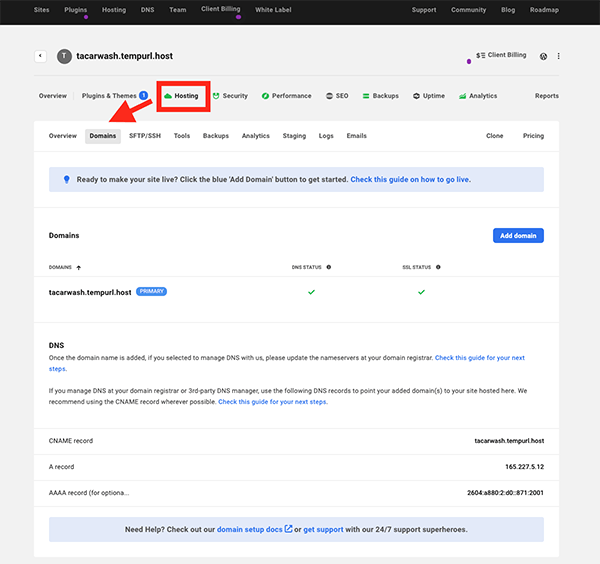 Where you add DNS to make your site live.