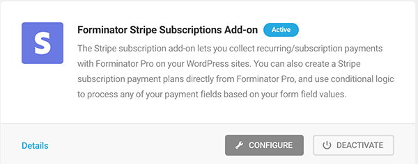 Where you set up a Stripe subscription.