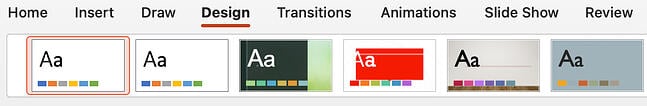 PowerPoints theme inside the Design panel