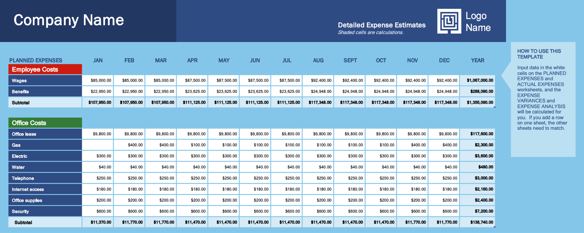 Business expense template