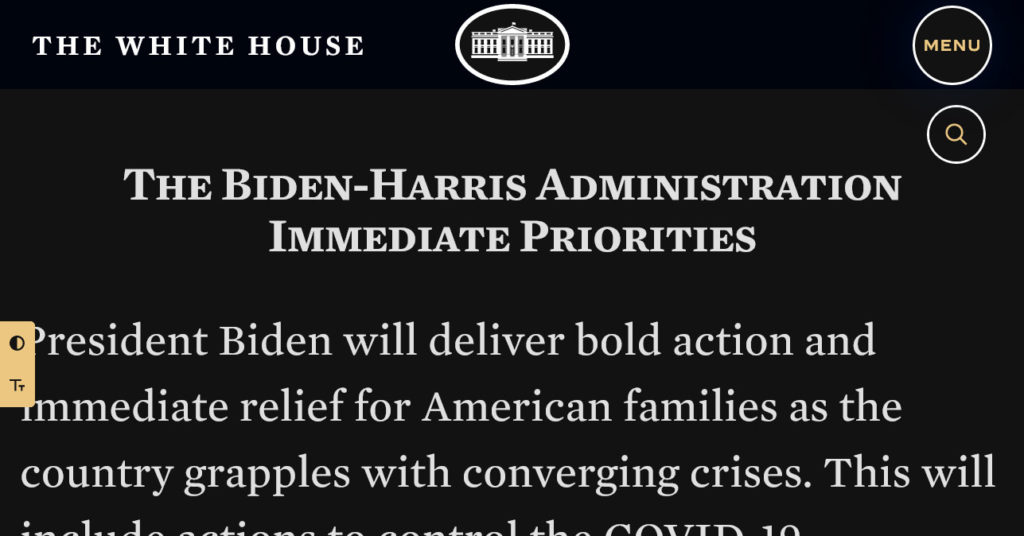 the white house increased contrast font size