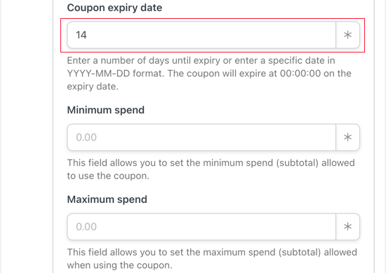Set an Expiry Date for the Coupon