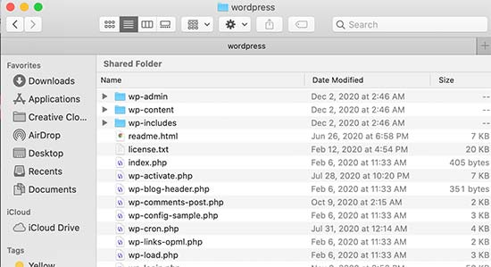 Extracted WordPress files on your computer
