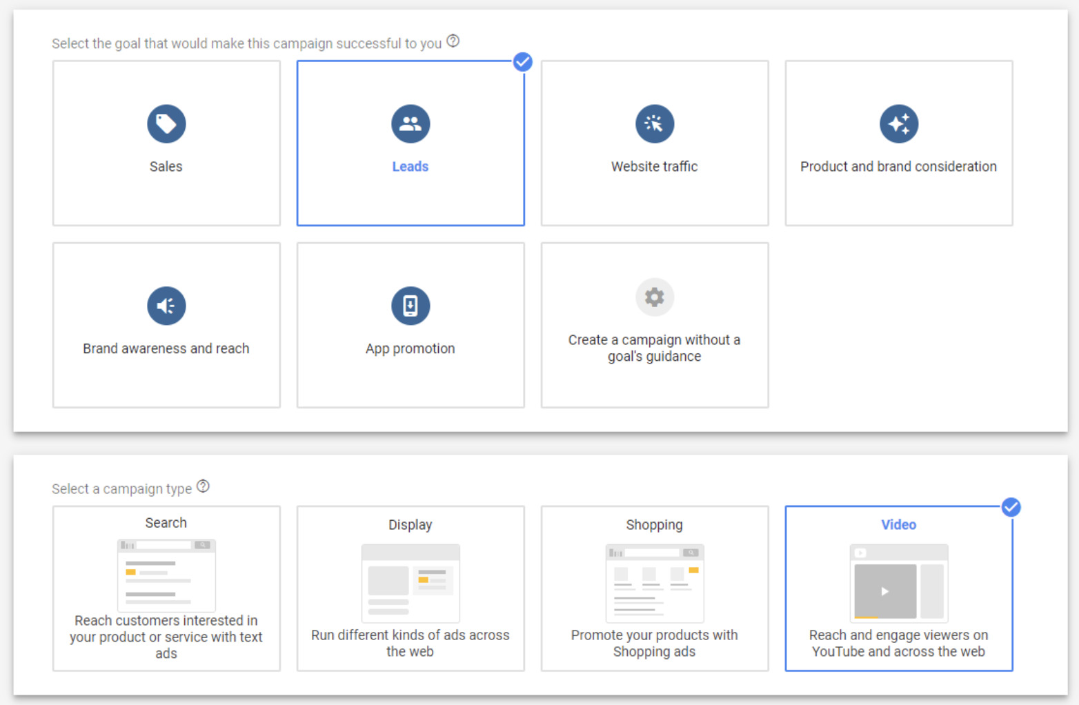 Pre roll ad settings in Google Adwords