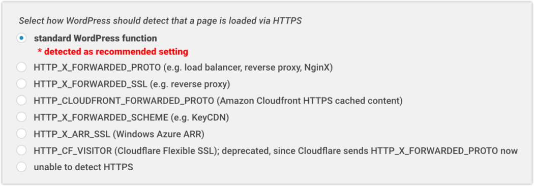 SSL insecure content fixer options screen