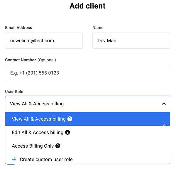 Where you add a client