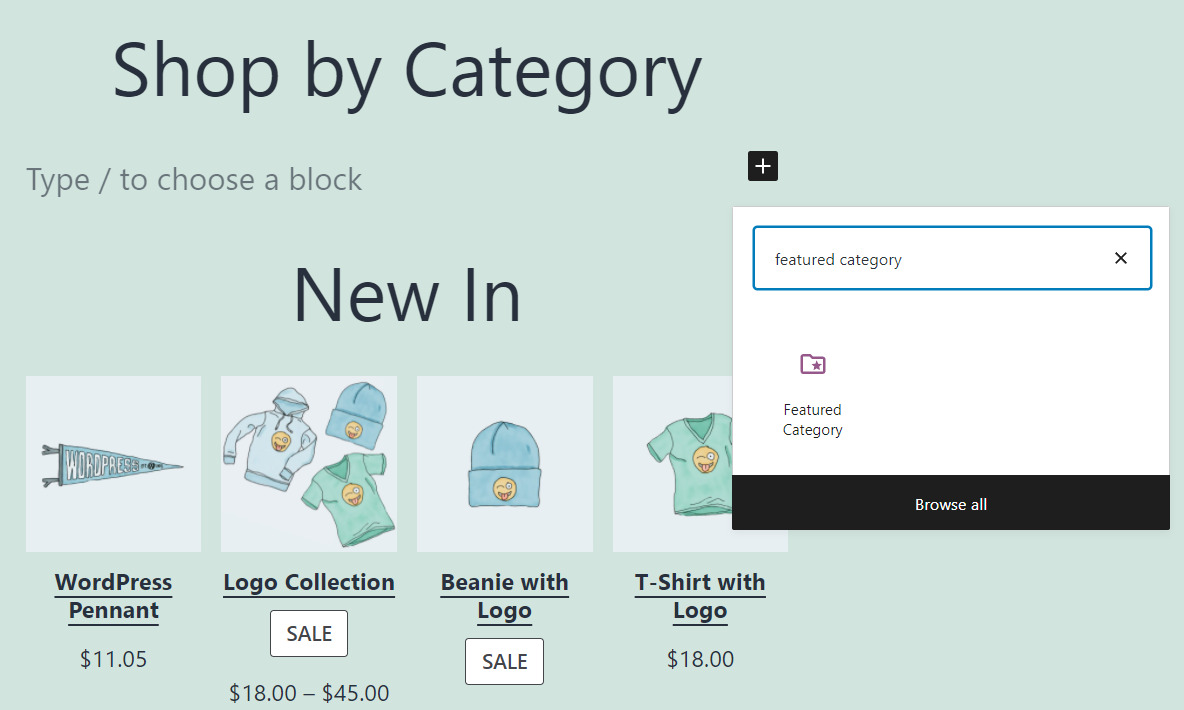 Adding the Featured Category block in WooCommerce