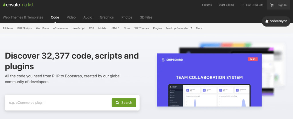 The CodeCanyon marketplace/