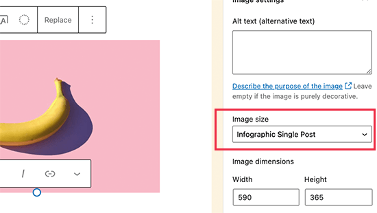 Choose your custom image size inside post editor
