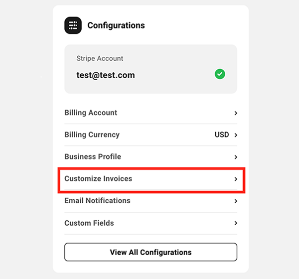 Customize invoice area