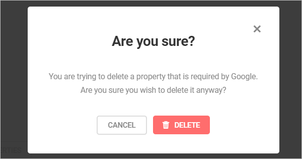 Delete property confirmation