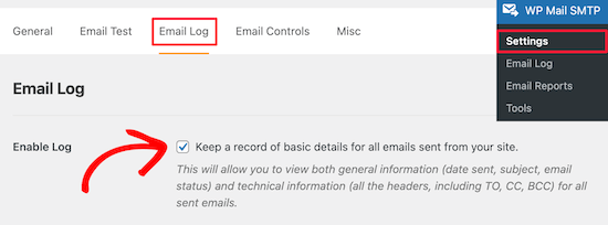 Enable email log tracking