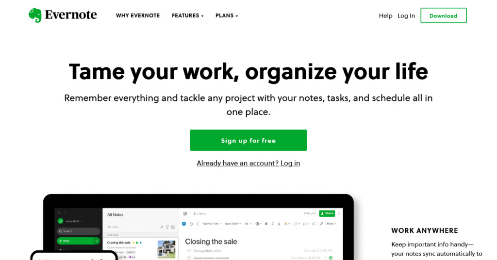 one of the best tools for freelancers: evernote