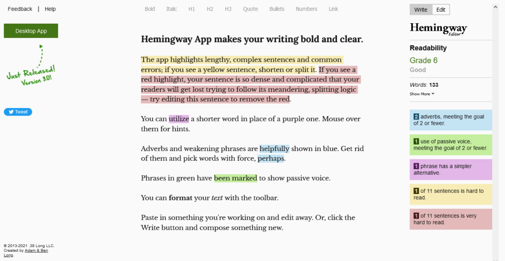 hemingway editor