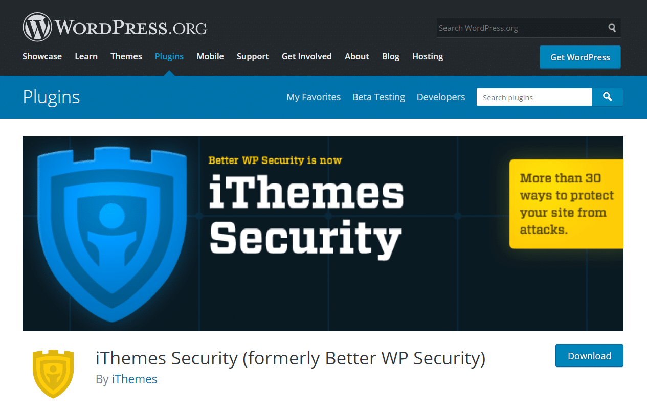 iThemes security plugin homepage