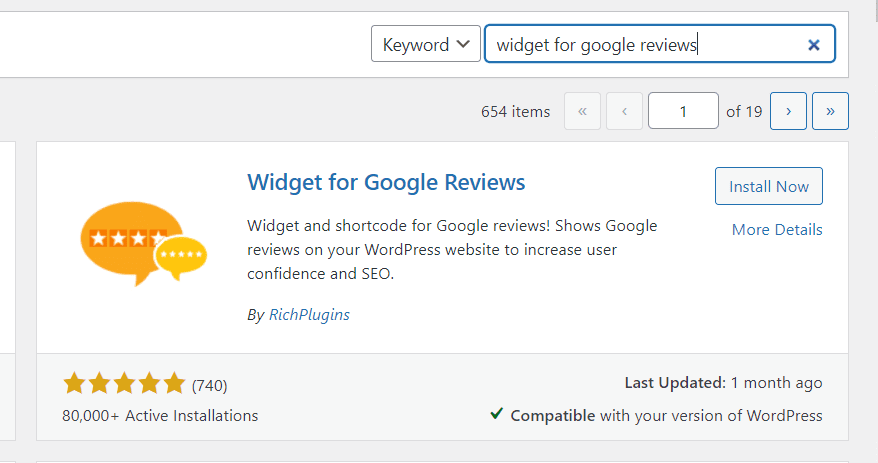 Install the Widget for Google Reviews plugin on your site