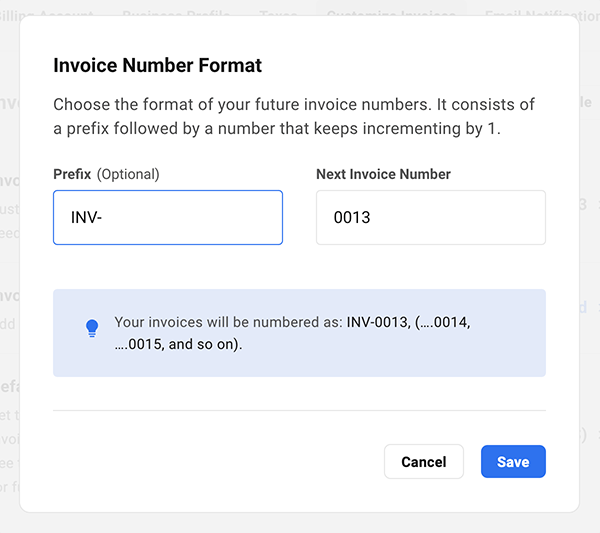 Adding an invoice prefix