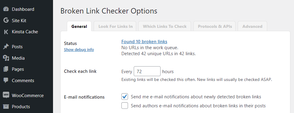 Checking links that don't work within your website