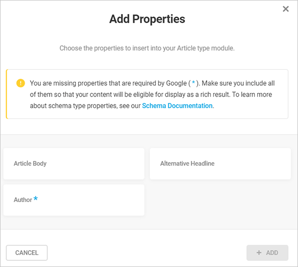 Add Properties - missing property