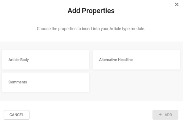 Schema: Add Properties - Article type